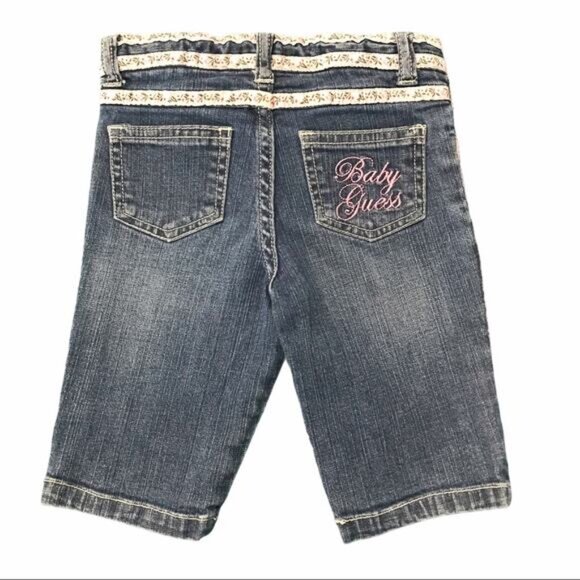 Baby Guess Pink Floral Ribbon & Embroidery Blue Jean Capris - 18M - Picture 6 of 11